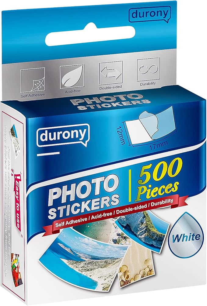 Durony 500 Pieces Photo Sticker White Double-Sided Self Adhesive Photo Tapes by durony