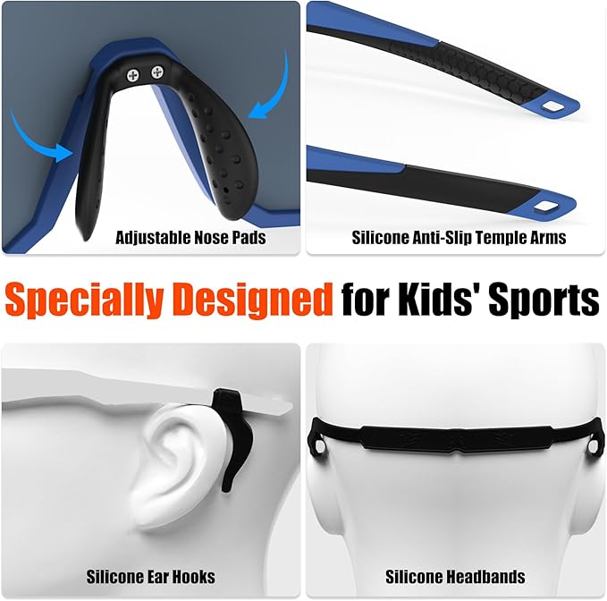 X-TIGER Kids Sunglasses Polarized Youth Baseball Sunglasses for 8-14 boys girls UV400 Sports Softball Cycling Glasses