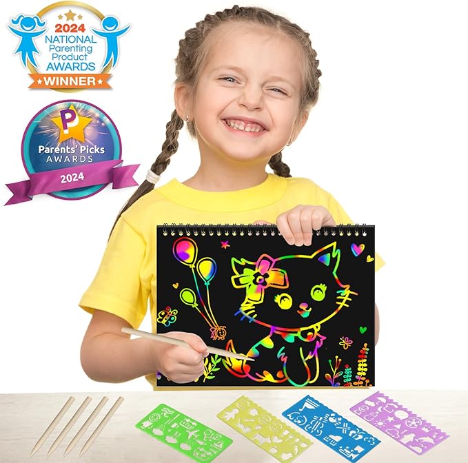 ZMLM Scratch Paper Art Craft: 2 Pack Rainbow Scratch Set - Image 2