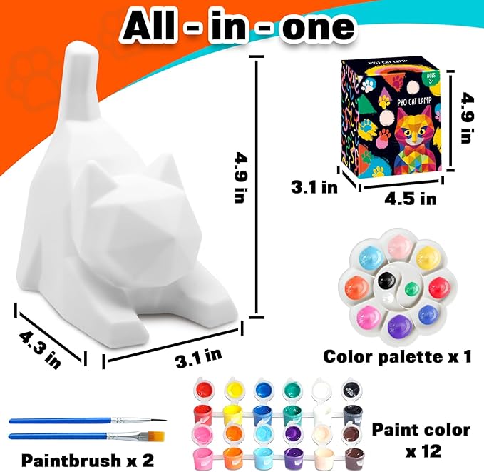 FUNZBO 4.3in Paint Your Own Cat Lamp Kit - Image 3