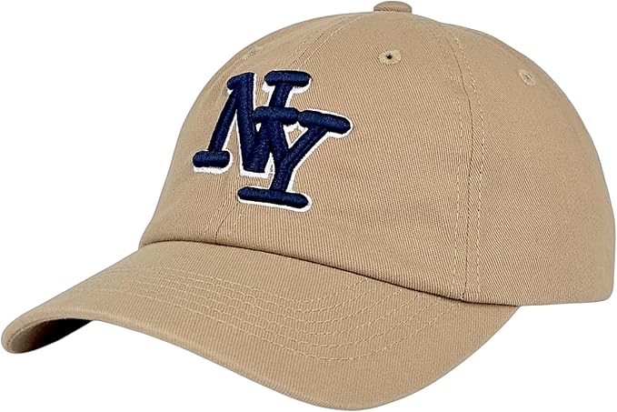 NY 3D Embroidered Cotton Dad Hat – New York Baseball Cap, Adjustable Metal Buckle Strap, Unstructured Low-Profile Style