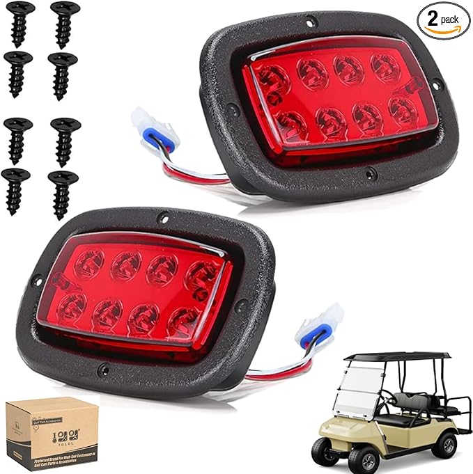 10L0L Golf Cart Taillight Kit for Yamaha G14 G16 G19 G22 Club Car DS with 3 Wire Wiring Plug Turn Signal And Brake Light Golf Cart Rear Tail Light OEM: 1017035