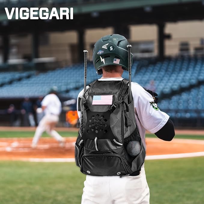 Baseball Backpack for Youth, Boys, Adults - Bat and Softball Equipment Bag With Glove Holder, Helmet, Shoes Compartment - T-Ball Accessories and Baseball Gifts
