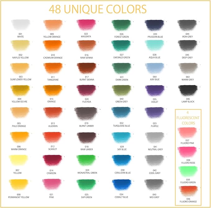 Artecho 50pcs Soft Pastels, 48 Colors Including 4 Fluorescent Colors, Extra - Image 2