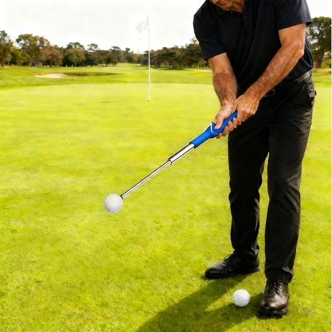 Retractable Golf Swing Training Aid – Golf Swing Trainer with Ergonomic Grip & Audible Feedback | Golf Swing Corrector for Tempo, Balance & Accuracy | Indoor & Outdoor Golf Practice Tool