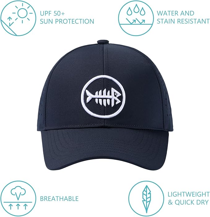 BASSDASH UPF 50+ Quick Dry Baseball Cap Water Resistant Laser Cut Mesh Snapback Hat for Men Women Fishing Hiking FH14
