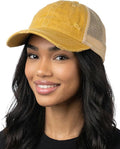 Funky Junque Trucker Hat for Women – Distressed Low Profile Western Camo Baseball Cap with Mesh, Trendy and Adjustable Fit