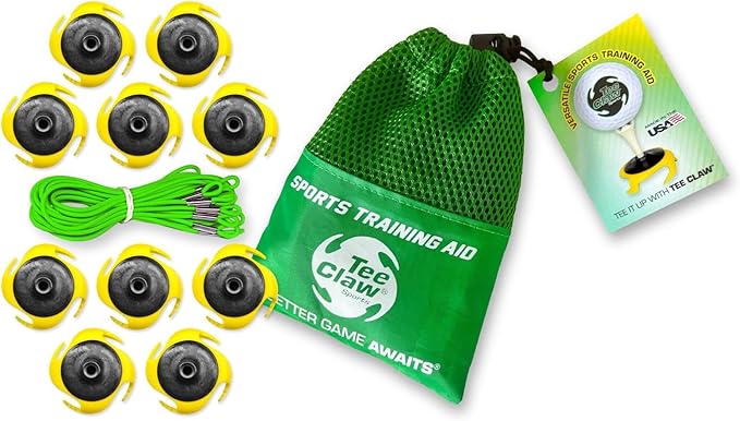 Tee Claw Golf Tee Holder, Golf Mat Tee, Golf Alignment String, Baseball Agility Training for Indoor and Outdoor, Made in The USA.