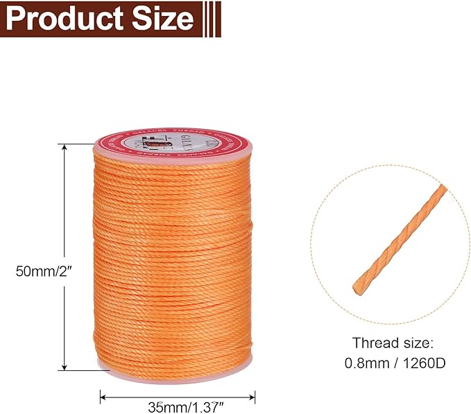 uxcell Round Leather Sewing Waxed Thread, 55m / 60 Yards Polyester Wax String - Image 2