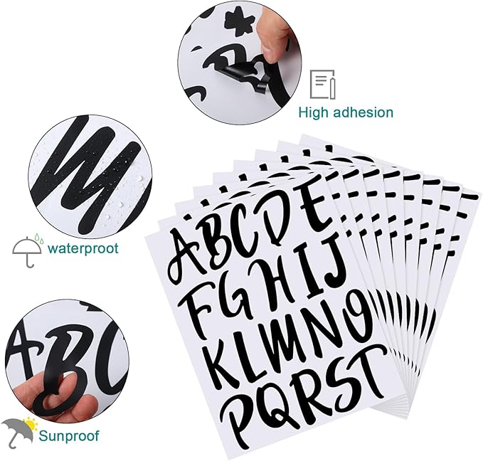 Outus 576 Pieces 8 Sheets Letters Stickers Self Adhesive Vinyl Letter Alphabet - Image 3