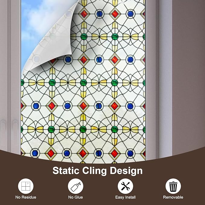 3D Stained Glass Window Film, Decorative Window Privacy Film - Image 5