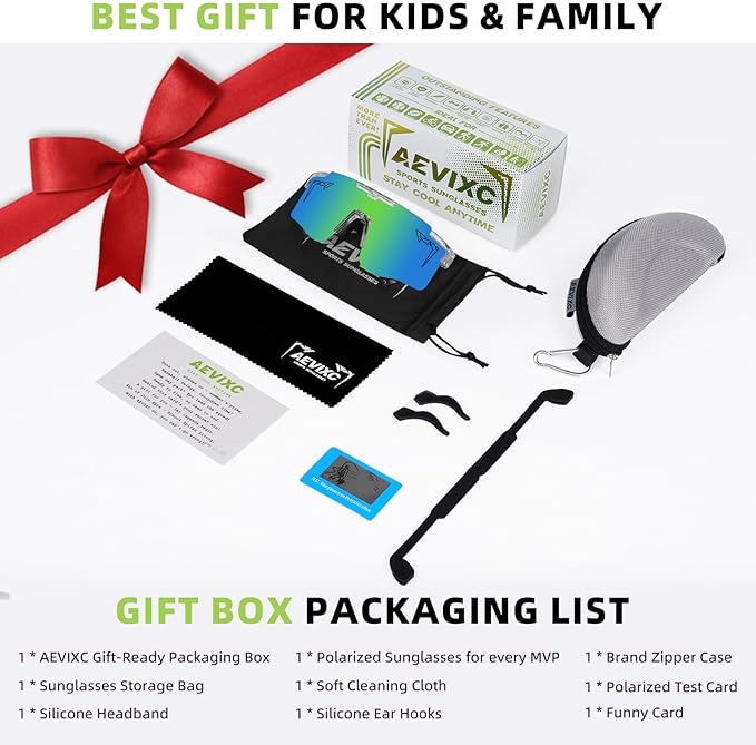 2-Sizes Kids Youth Baseball Sunglasses Men Women Vipers Sunglasses Softball Boys Girl True Polarization &UV Protection