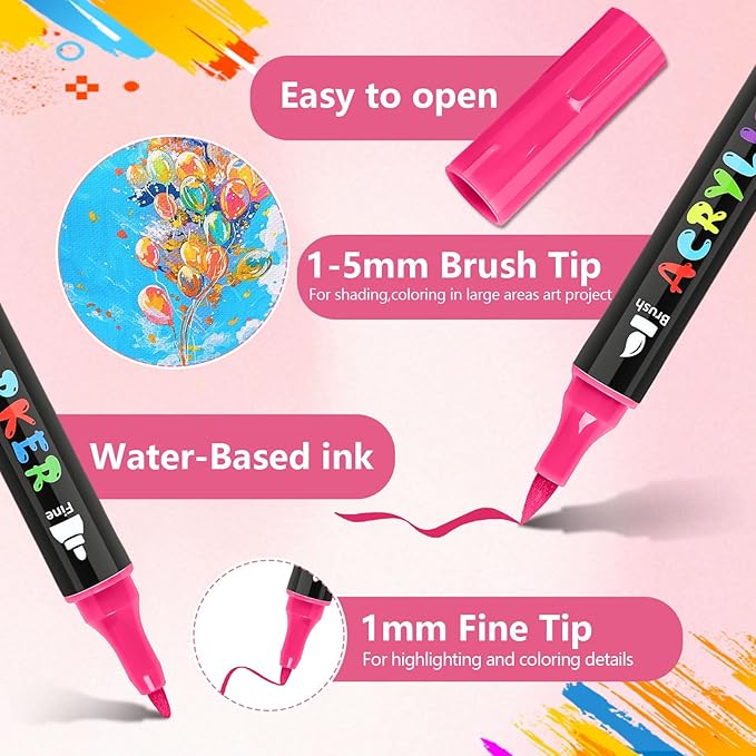 IVSUN Acrylic Paint Pens, 100 Colors Dual Tip Paint Markers - Image 2