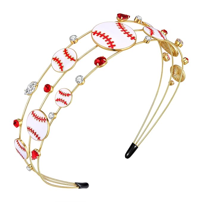 NVENF Baseball Headbands for Women Jeweled Baseball Bat Glove Headbands Game Day Baseball Mom Accessories Outfits Gifts Party Favors (Pattern B)