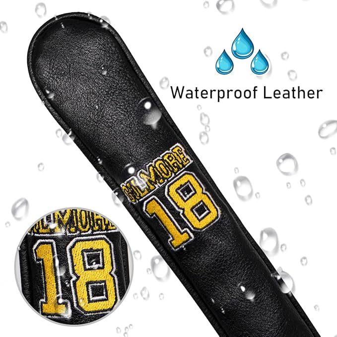 Golf Headcovers Happy Gilmore Golf Club Head Covers Advanced Embroidery Premium Leather Driver Headcover Fairway Wood Covers Hybrid Head Covers, Golf Mallet Blade Putter Cover
