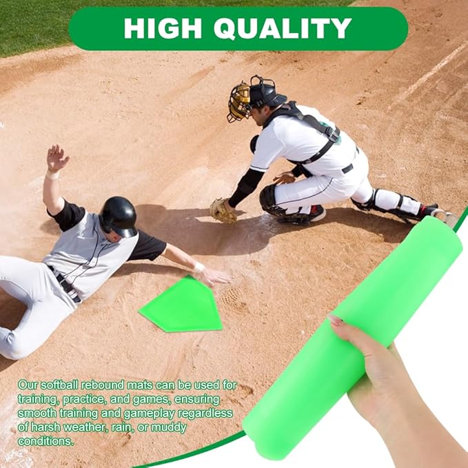 Baseball Home Plate Set, Glow in The Dark Baseball Softball for Practice, with 3 Base Plates, a Home Plate,a Pitcher’s Plate, 4 Pickballs, 1 Storage Bag