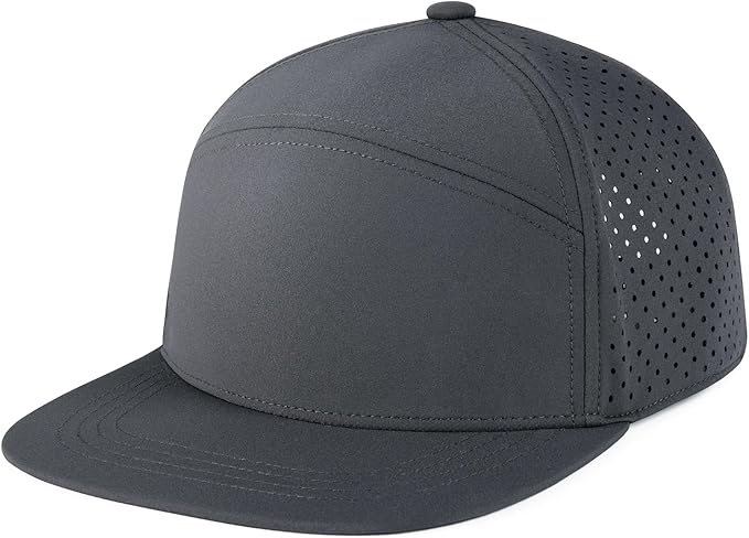 FEINION Men Flat Brim Adjustable Performance Hat Snapback Laser Perforated Baseball Cap