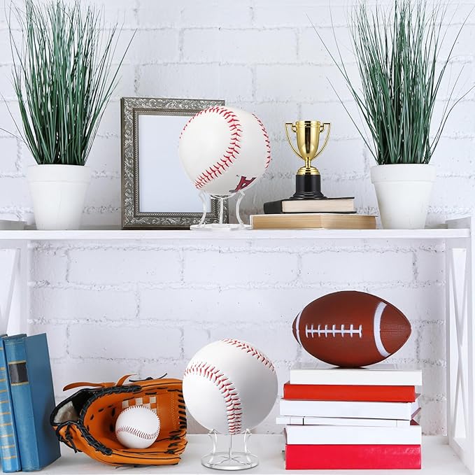 Mudder 3 Pack Baseball Display Stand, Acrylic Ball Display Holder Transparent Sports Balls Stand Holder Rack for Baseball, Golf Balls, Tennis Ball, Softball, Home Office Collection