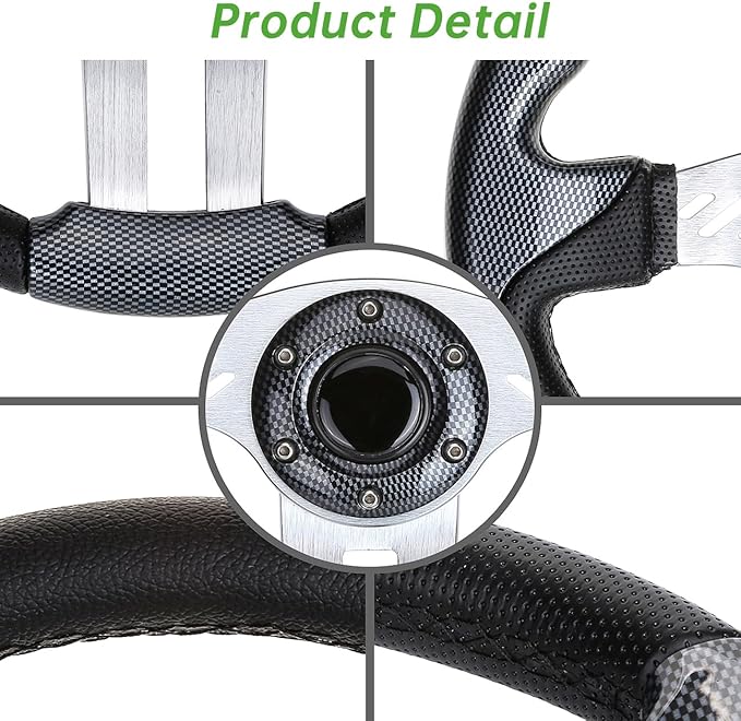 10L0L Golf Cart Steering Wheel, Universal Design Fit for for Yamaha, EZGO RXV & TXT, Club Car DS, Club Car Precedent Tempo, Most Golf Cart (Asphalt Gray)