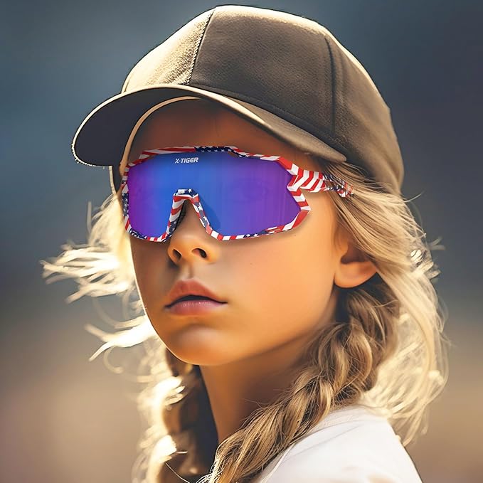 X-TIGER Kids Sunglasses Polarized Youth Baseball Sunglasses for 8-14 boys girls UV400 Sports Softball Cycling Glasses