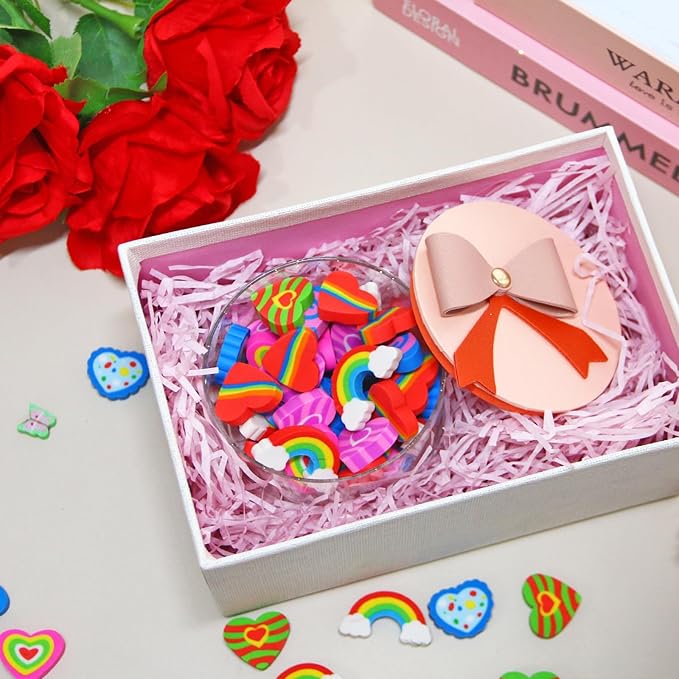 48pcs Large Erasers for Kids Bulk Heart Rainbow Pencil Erasers for Classroom - Image 8