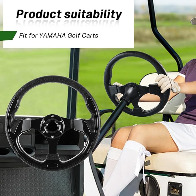 Golf Cart Steering Wheel and Golf Adapter for YAMAHA Golf Carts Adapter Skid-(5156BLACK)