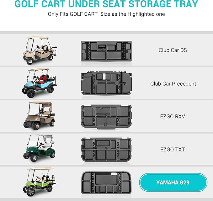 10L0L Golf Cart Under Seat Storage Tray Fits EZGO TXT, RXV, Club Car DS, Club Car Precedent, Yamaha G29, Electric Vehicle with Original Trojan Battery Underseat Organizer Container Holder Plate