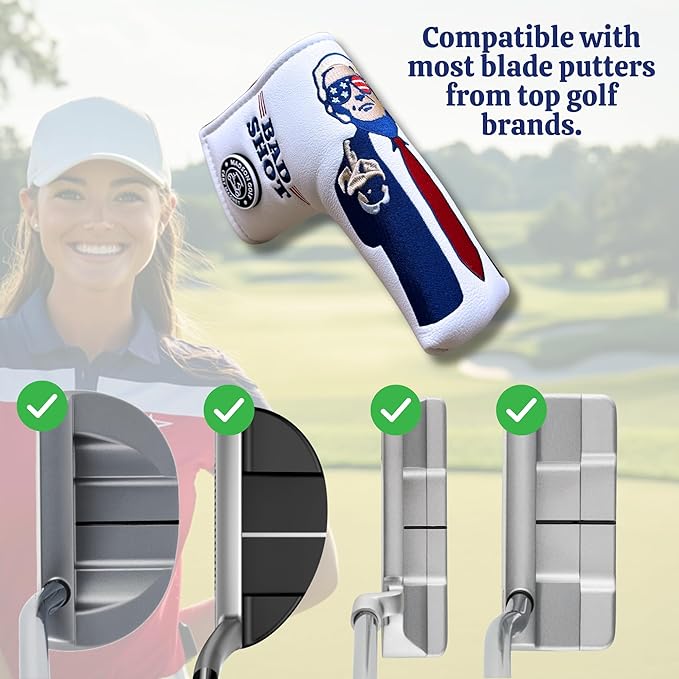 The Original USA Funny Golf Head Covers Trump Bad Shot Driver Fairway Wood Putter Headcover with Madson Golf Cart Magnet for securing Golf Head Cover, Donald Trump Merchandise, Dad Gifts for Birthday