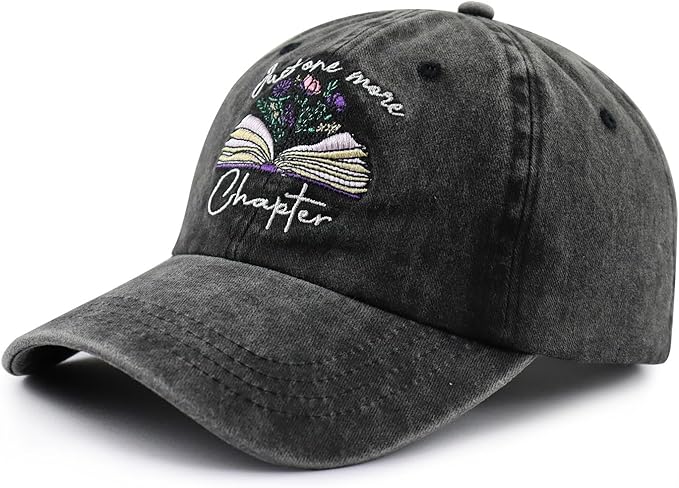 Just One More Chapter Hat for Men Women, Funny Adjustable Cotton Embroidered Book Lover Bookish Baseball Cap