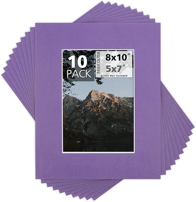 Mat Board Center, 8x10 for 5x7 Purple Color Mats by MatBoardCenter