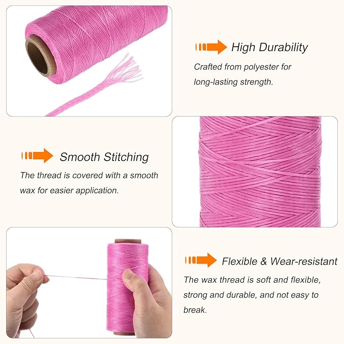 MECCANIXITY Waxed Thread, 284 Yard 0.8mm 150D Flat Wax Thread Polyester Waxed - Image 3