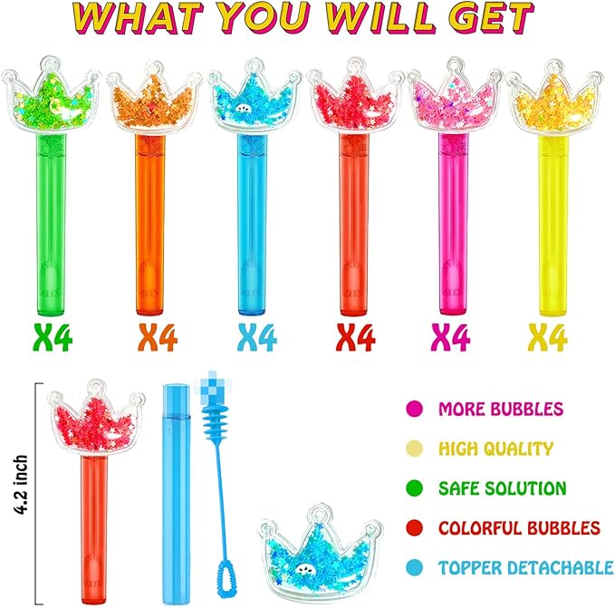 Princess Party Favors, Bling Crown Bubble Wand - Image 3