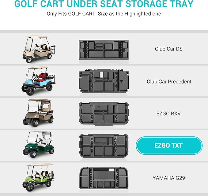 10L0L Golf Cart Under Seat Storage Tray Fits EZGO TXT, RXV, Club Car DS, Club Car Precedent, Yamaha G29, Electric Vehicle with Original Trojan Battery Underseat Organizer Container Holder Plate