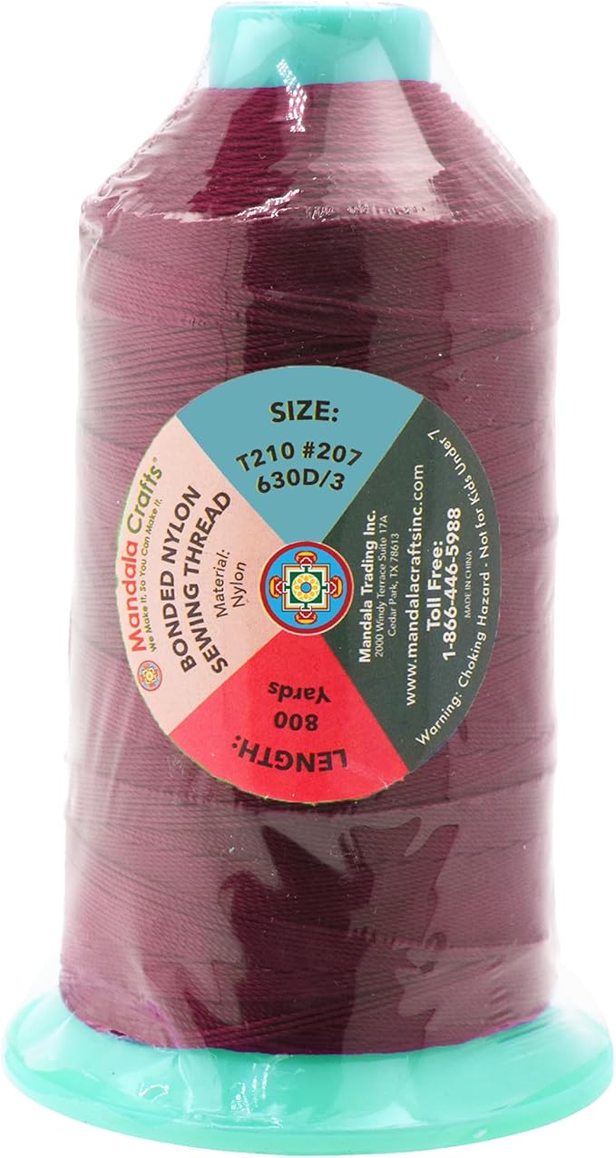 Mandala Crafts Bonded Nylon Thread Wine Heavy Duty Sewing Threads - Image 3