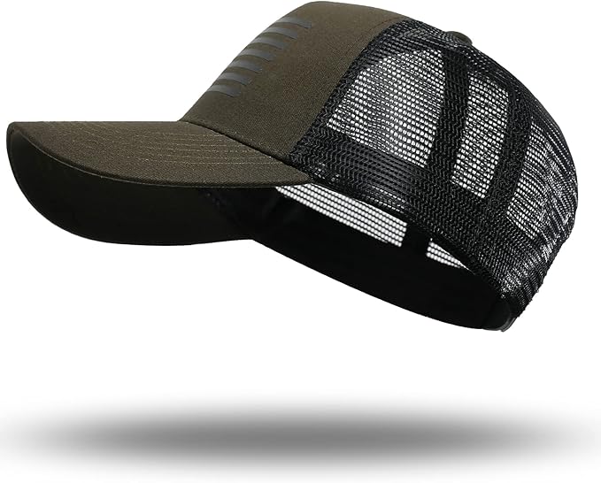 American Flag Trucker Hat - Snapback Hat, Baseball Cap for Men Women - Breathable Mesh Side, Adjustable Fit - for Casual Wear