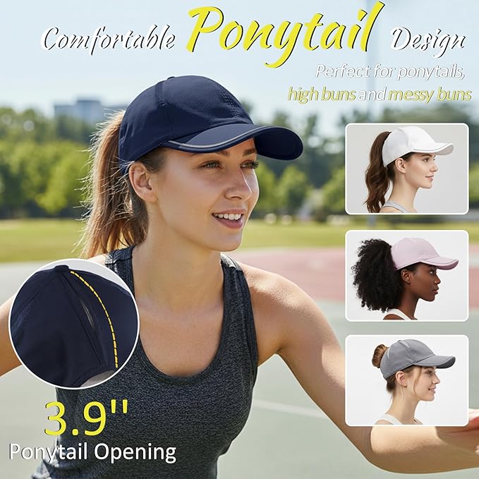 SHINCHIC Womens Ponytail Baseball Cap UPF50+ Waterproof Golf Hat High Bun Pony Cap Breathable Dad Hat for Outdoor