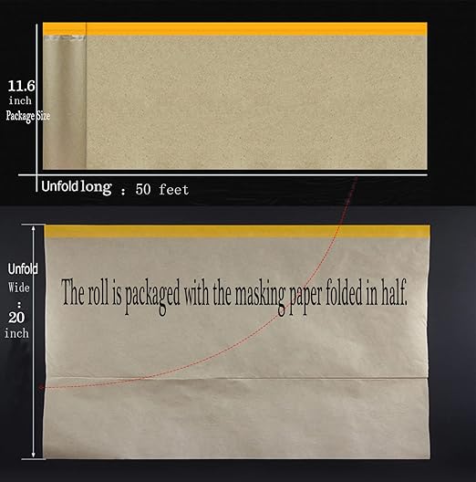 Pre-Taped Masking Paper for Painting, 20 Inch x 50 Feet Tape and Drape Painters - Image 4