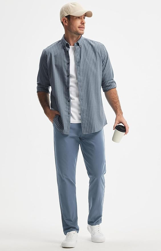 Libin Mens Golf Pants Stretch Work Dress Pants 30"/32"/34" Quick Dry Lightweight Casual Comfy Trousers with Pockets
