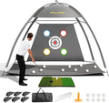 FILORI Golf Practice Net 10x7FT - Golf Hitting Net with Tri-Turf Mat, 8 Balls, Tee & Carry Bag, Indoor/Outdoor Backyard Training for Driving Chipping Swing, Ideal Gifts