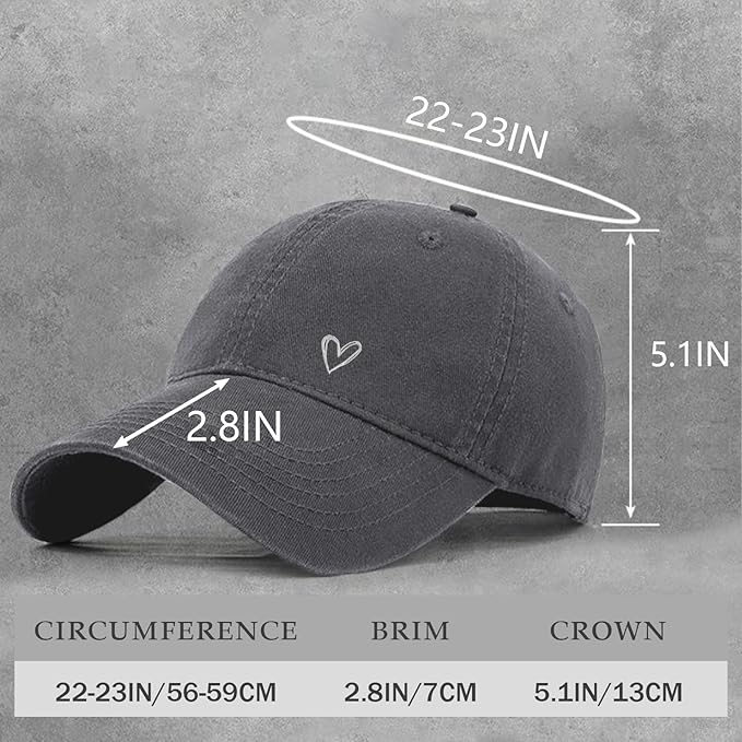 Pairxily Vintage Heart Embroidered Baseball Cap Distressed Adjustable Hat for Women Low Profile Dad Hats Unisex Cotton Cap