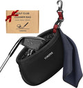 YOREPEK Golf Club Cleaner Bag with Towel, 360° Rotating Clip, Golf Ball Washer with Zipper Pocket, Valentines Day Golf Gifts for Him, Golf Bag Accessories for Men, Black