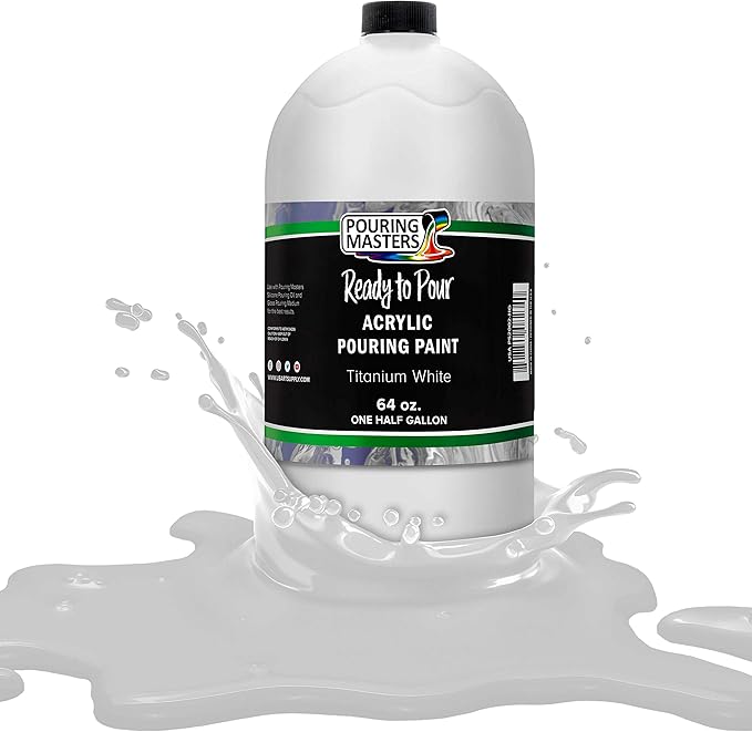 POURING MASTERS Titanium White Acrylic Ready to Pour Pouring Paint by Pouring+Masters