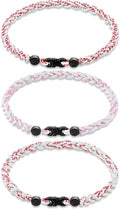 Junkin Baseball Necklaces Three Braided Rope Titanium Necklace for Fans Team Gifts Boys Men Player Softball Sports