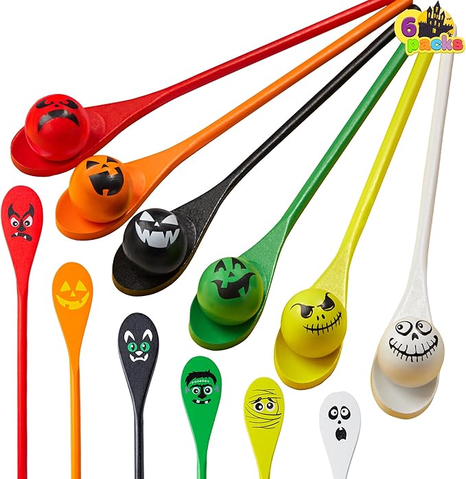 JOYIN 6 Pcs Halloween Egg and Spoon Race Game Set; Eyeballs and Spoons by JOYIN