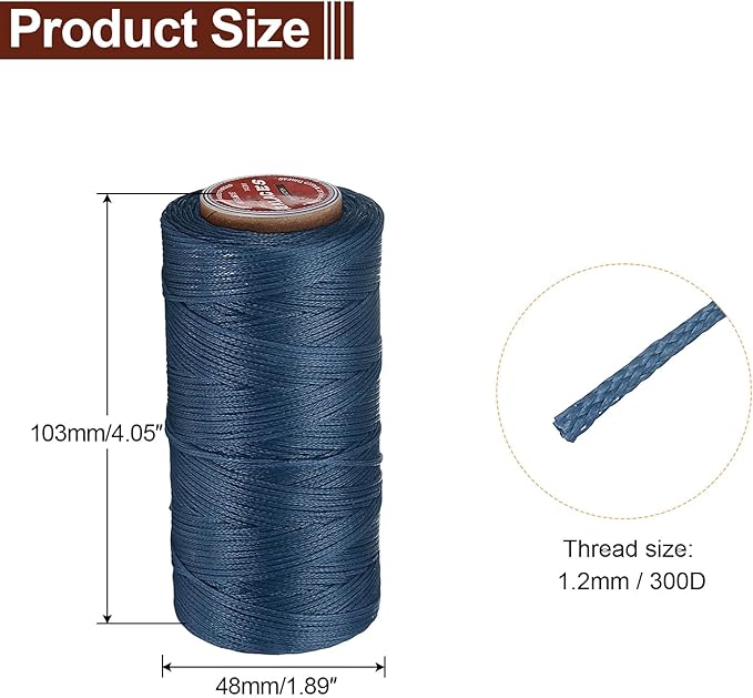 uxcell Flat Leather Sewing Waxed Thread, 140m / 153 Yards Polyester Wax String - Image 2
