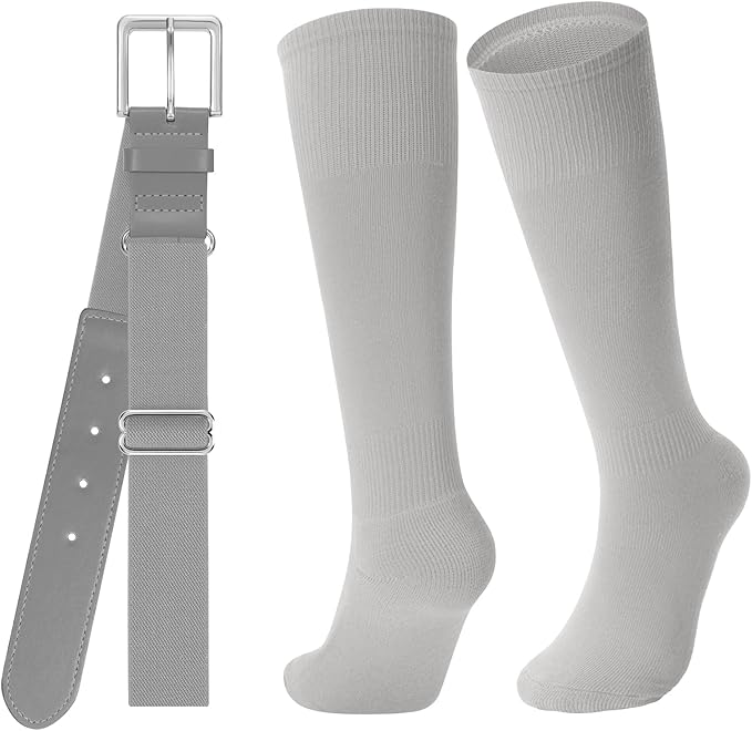Baseball Socks and Belt for Youth Adult Softball Socks Combo Elastic Waist Belt for Men Kids Boys Girls Women JASGOOD