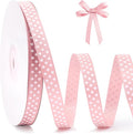 Polka Dot Grosgrain Ribbon 3/8 Inch, 25 Yards Spool Pink and White Dot Craft by FAKILO