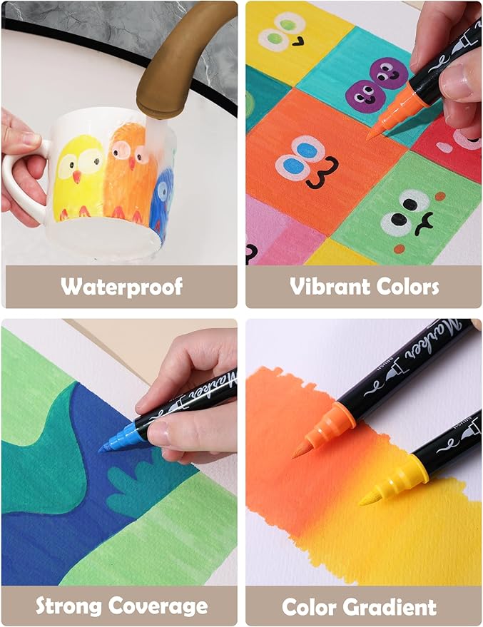 30 Colors Acrylic Paint Pens Markers Waterproof Dual Tip Acrylic Marker Set - Image 4