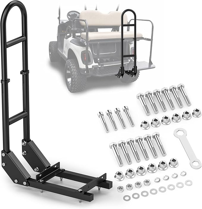 Golf Cart Rear Seat Grab Bar for Yamaha Club Car EZGO, Universal Golf Cart Safety Seat Round Pipe Handle Rail 27"-34" Adjustable Height for TXT DS, Golf Cart Accessories Heavy Duty Thicken Clamps