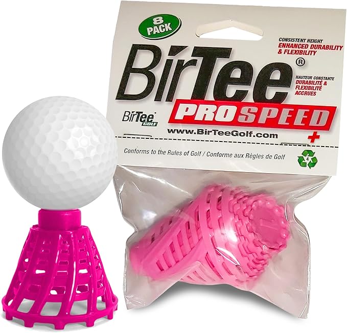 BirTee Golf Tees - PRO Speed Plus with Flexibility & Durability - 8 Pack. Indoor Golf Tees/Golf Simulator Tees/Winter Plastic Golf Tees